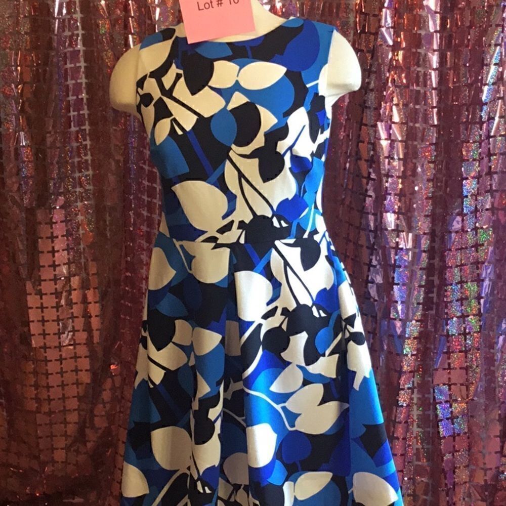NWOT sleeveless dress in bright bold pattern in size 4 by TAYLOR - Picture 3 of 13